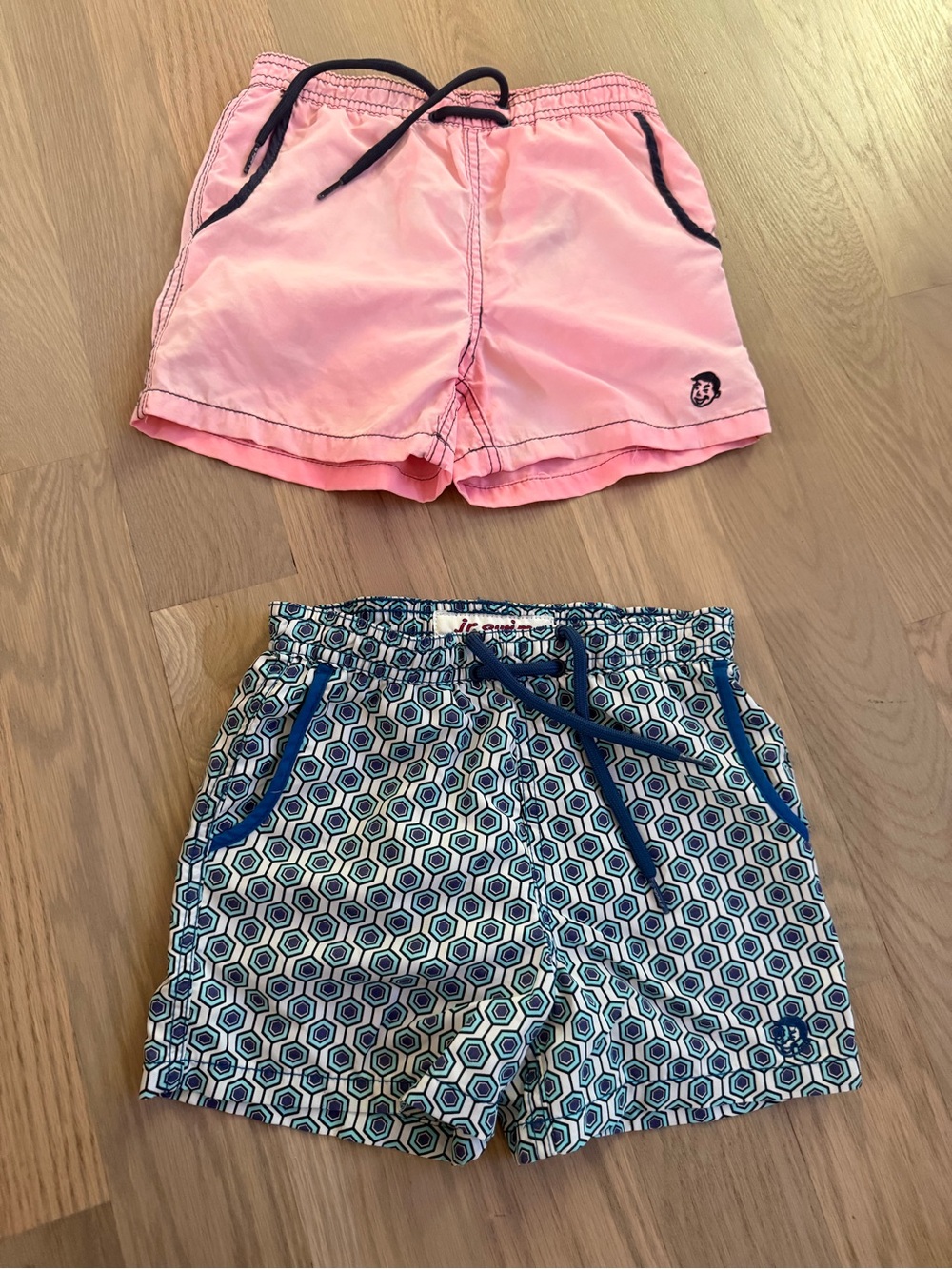 Kids' Swim Trunks - Pink Solid & Blue Geo Pack